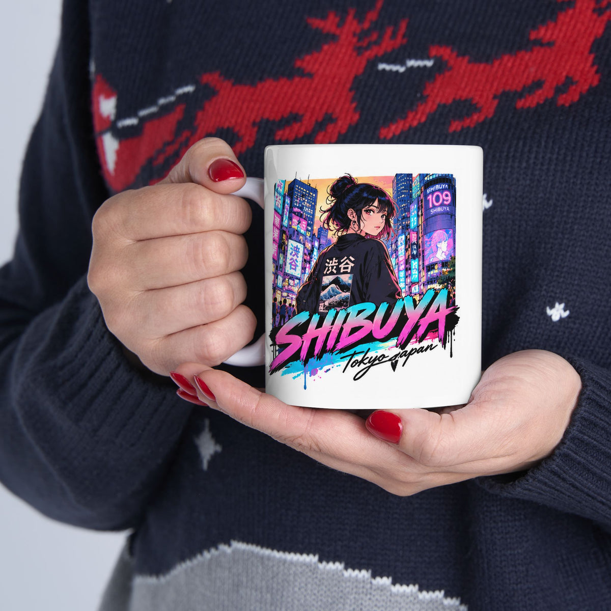 Shibuya Sky 5 Tokyo City Pop Night City Coffee Mug - Shibuya Neon Retro Vaporwave 11oz/15oz