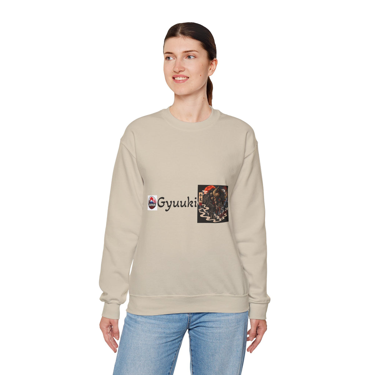 Gyuuki Yokai Halloween with vintage art Sweatshirt | Japanese monster crewneck