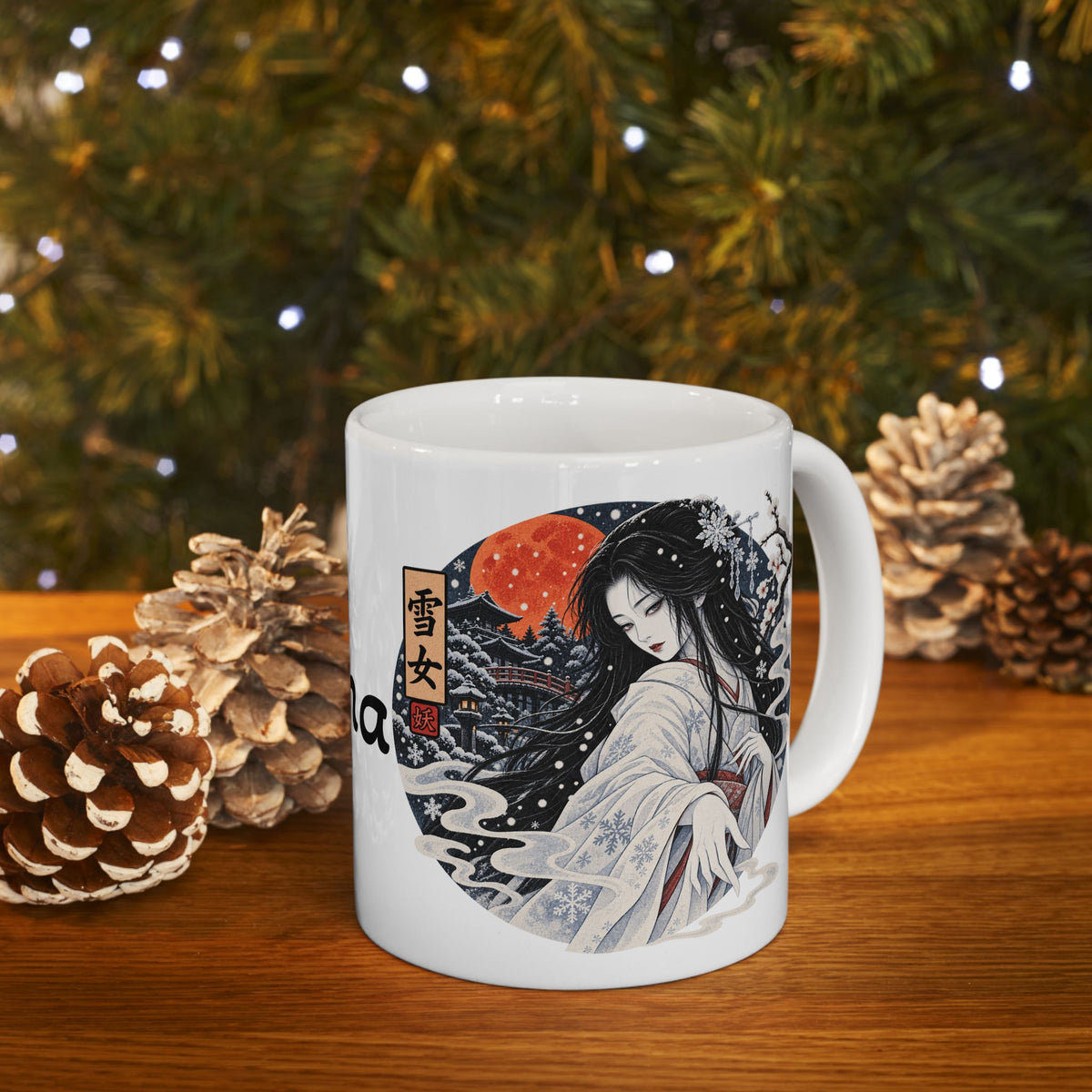Snow Woman Japanese Ghost Halloween Geisha illustration Mug | Japanese Ukiyo-e style ceramic mug