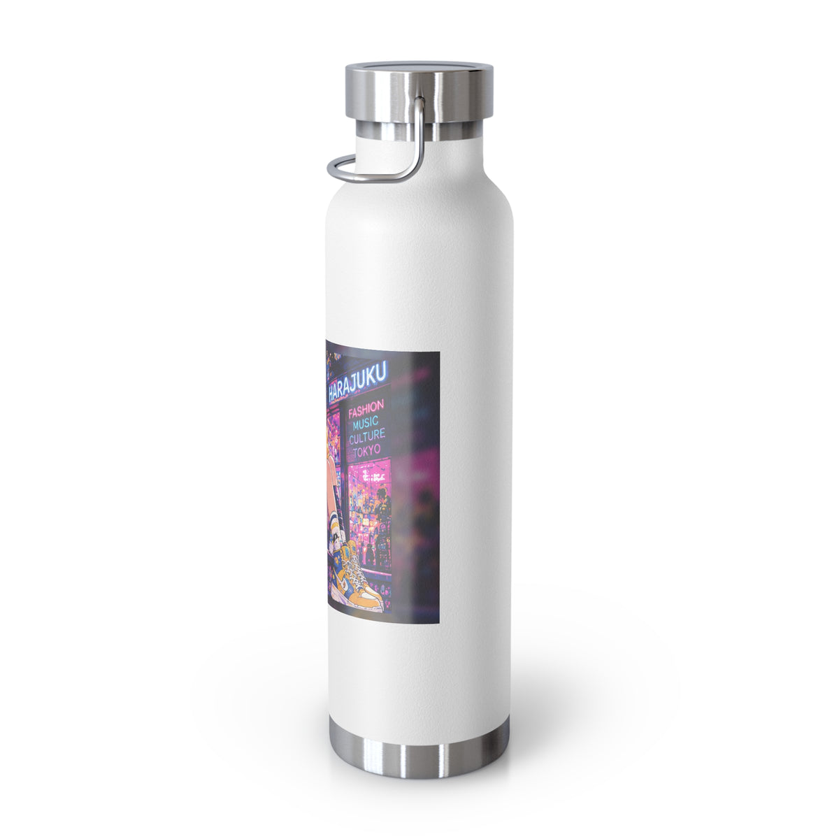 Harajuku Style 6 Neon City Anime Girl Water Bottle — 22oz Copper Vacuum Insulated