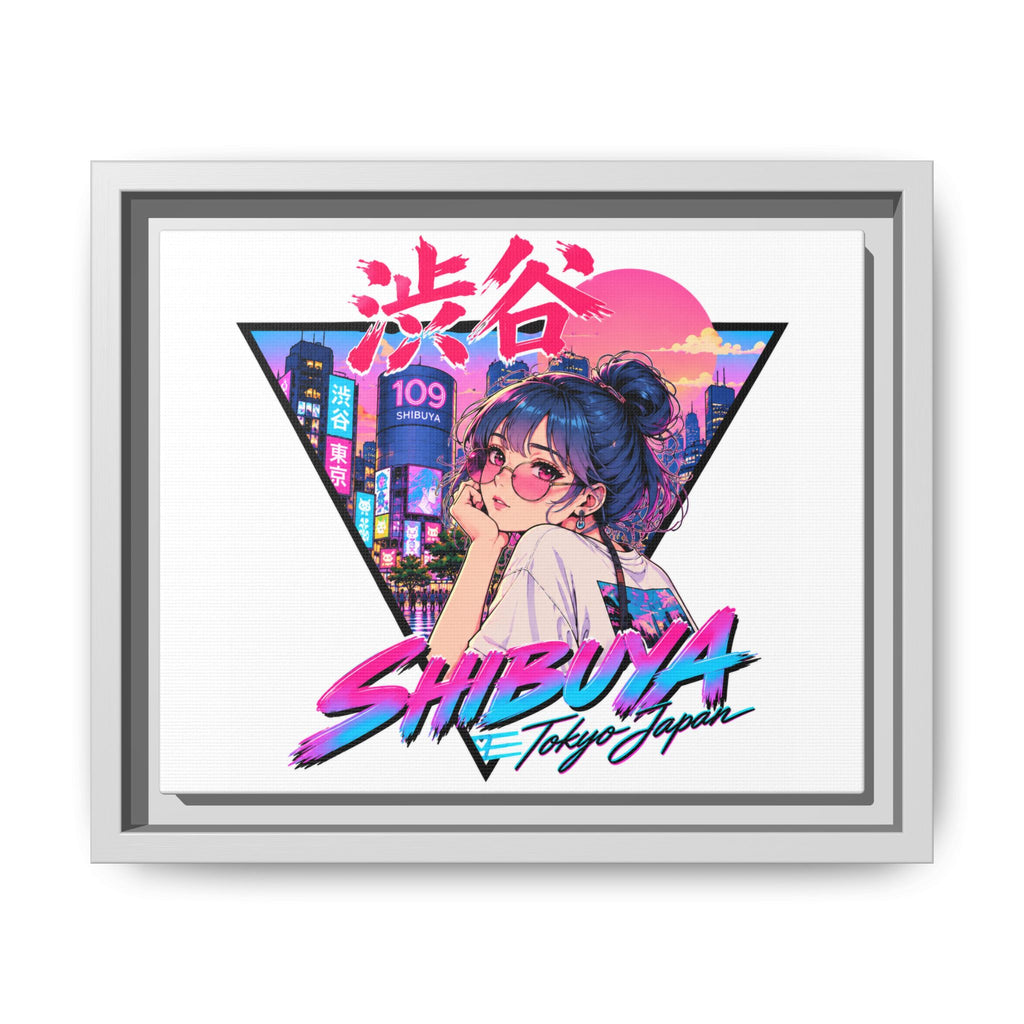 Shibuya Sky 2 City Pop Tokyo Anime Girl Matte Framed Canvas Print