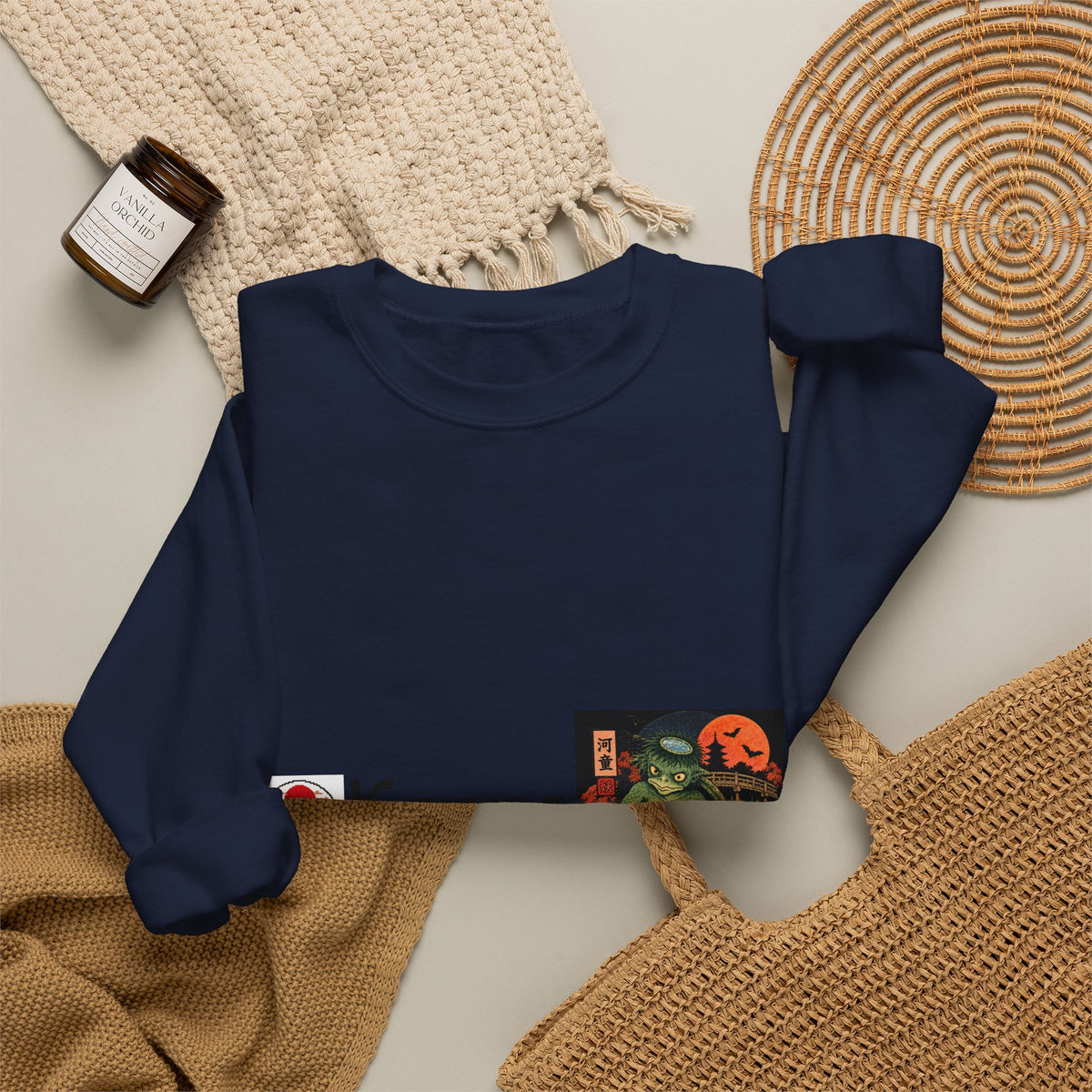 Kappa Logo Pumpkin Halloween Japanese Yokai Crewneck Sweatshirt | Retro Graphic