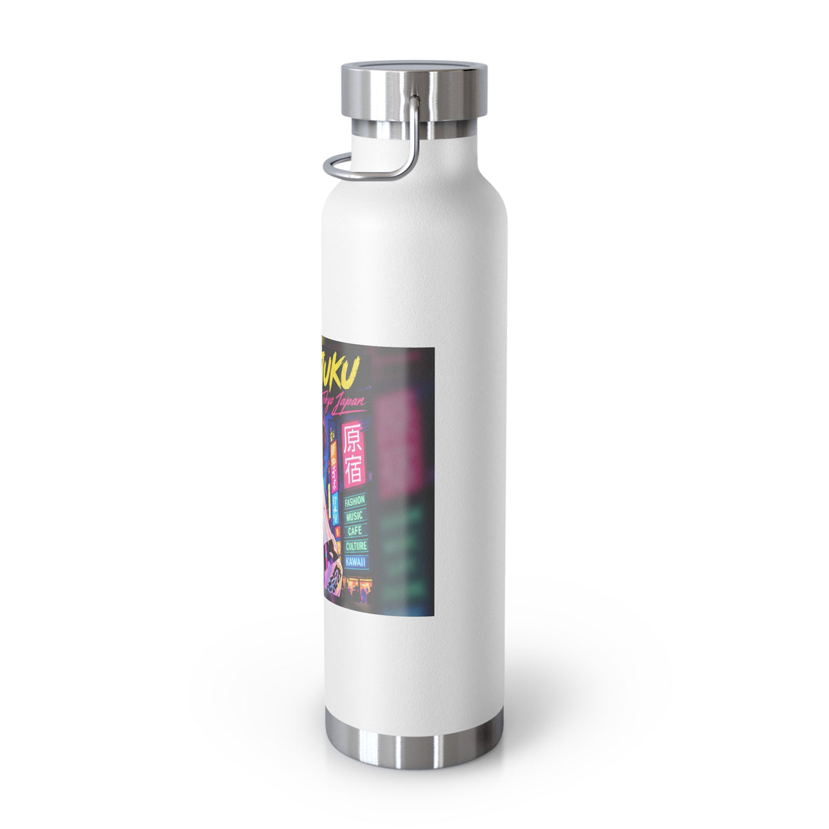 Harajuku Style 9 Neon City Anime Girl Water Bottle — 22oz Copper Vacuum Insulated