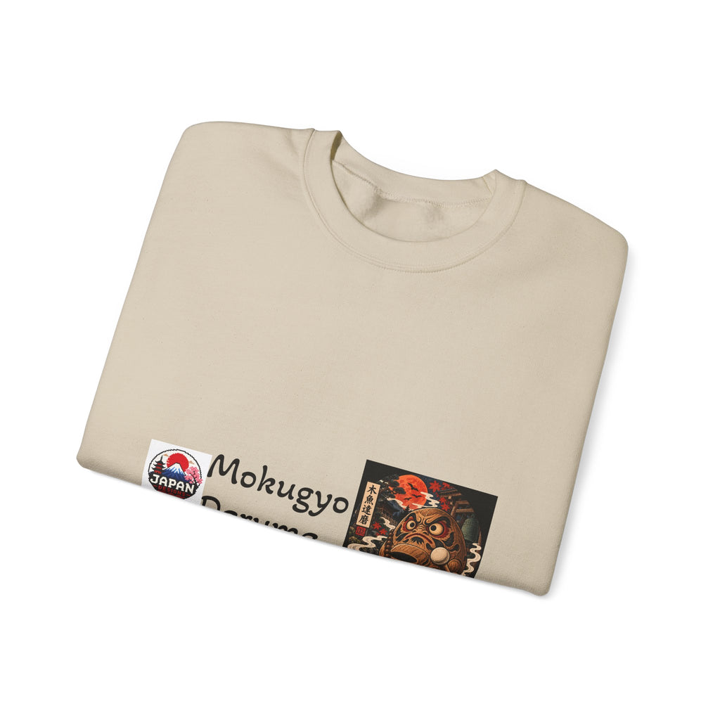 Mokugyo Daruma Yokai Halloween Illustration Crewneck Sweatshirt | Japanese Buddhist Motif