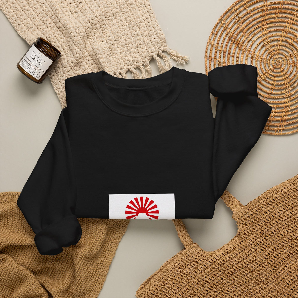 Rising Sun Mount Fuji Sweatshirt | Japanese Kanji Graphic