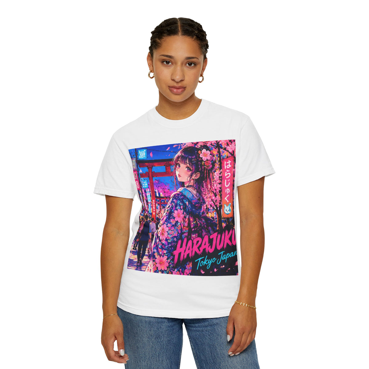 Harajuku Style 12 Neon City Anime Girl T-Shirt – Tokyo Streetwear Graphic Tee