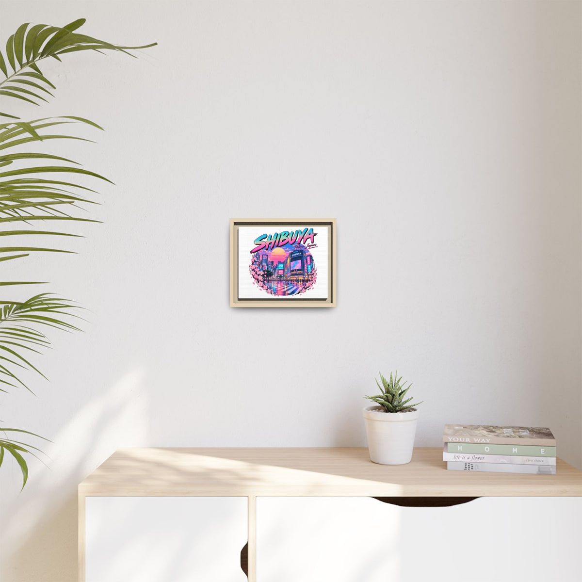 Shibuya Sky 0 City Pop Tokyo Anime Girl Matte Framed Canvas Print