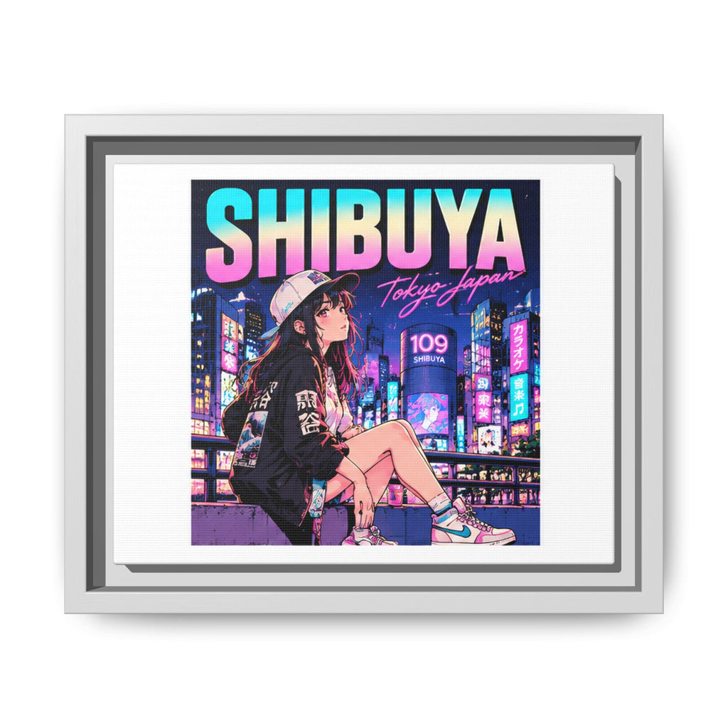 Shibuya Sky 3 City Pop Tokyo Anime Girl Matte Framed Canvas Print