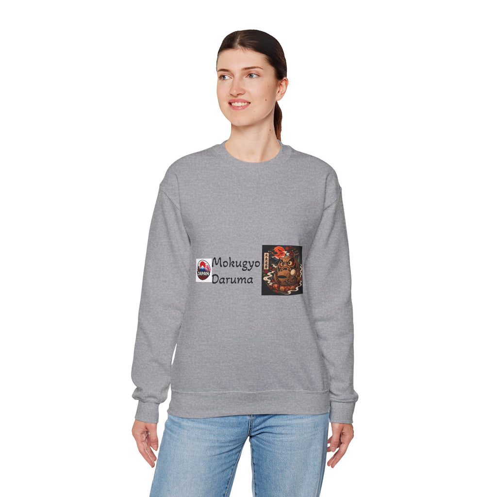 Mokugyo Daruma Yokai Halloween Illustration Crewneck Sweatshirt | Japanese Buddhist Motif