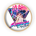 Shibuya Sky 2 City Pop Neon Anime Wall Clock — Retro Tokyo Sunset Design