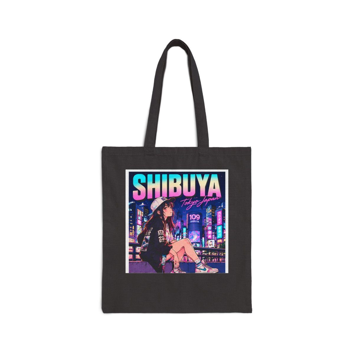 Shibuya Sky 3 Tokyo Neon City Tote Bag — Anime Aesthetic Canvas Shopper