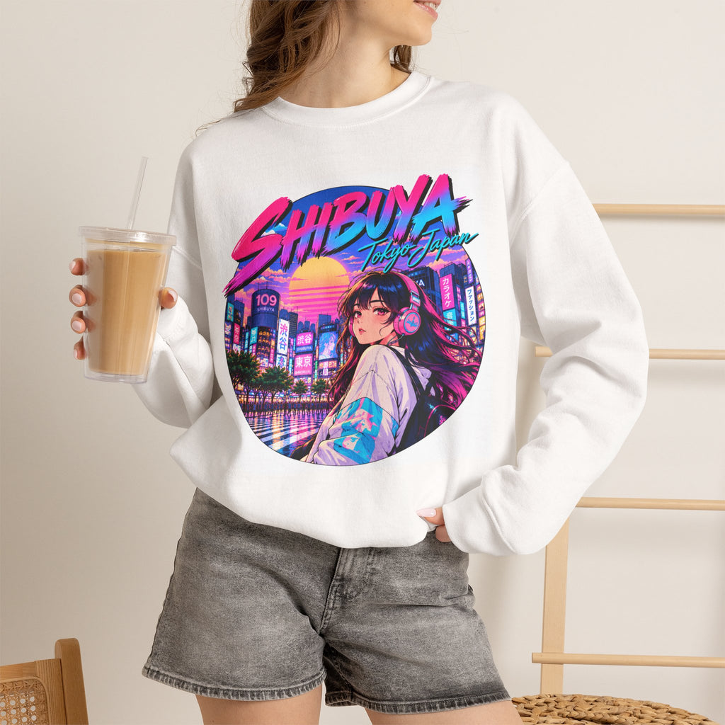 Shibuya Sky 1 City Pop Neon Anime Crewneck Sweatshirt