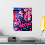Harajuku Style 12 Neon City Anime Girl Satin Poster — Tokyo Japan Anime Wall Art