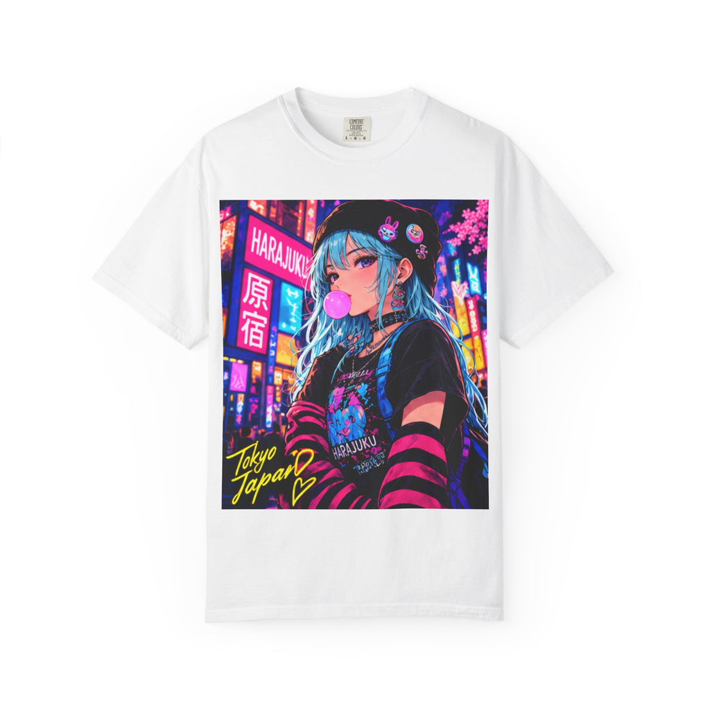 Harajuku Style 4 Neon City Anime Girl T-Shirt – Tokyo Streetwear Graphic Tee
