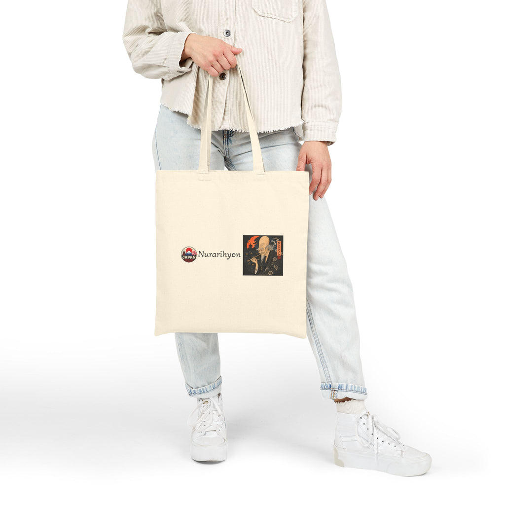 Nurarihyon Japanese Yokai Halloween Artwork Tote Bag | Vintage Bird Print, Canvas