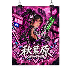 Akihabara Cyberpunk Anime Poster — Neon Pink Matte Vertical Print