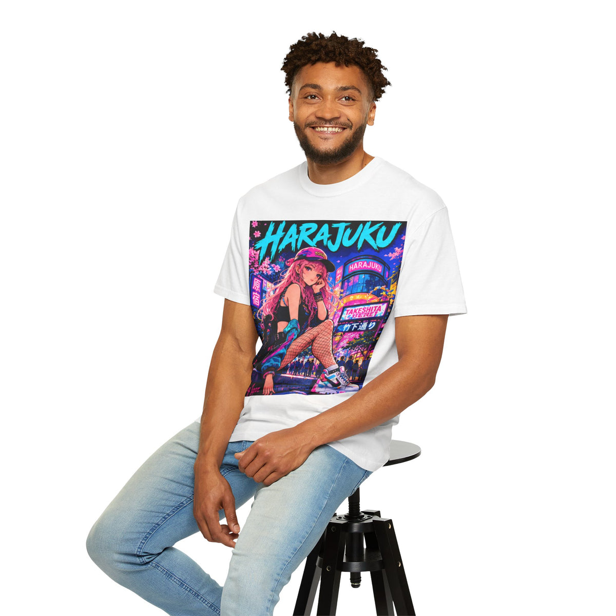 Harajuku Style 2 Neon City Anime Girl T-Shirt – Tokyo Streetwear Graphic Tee