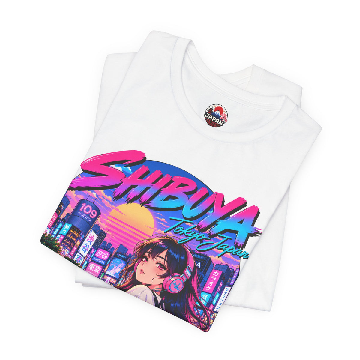 Shibuya Sky 1 Tokyo Neon Anime Tee — Retro Citypop Girl T-Shirt