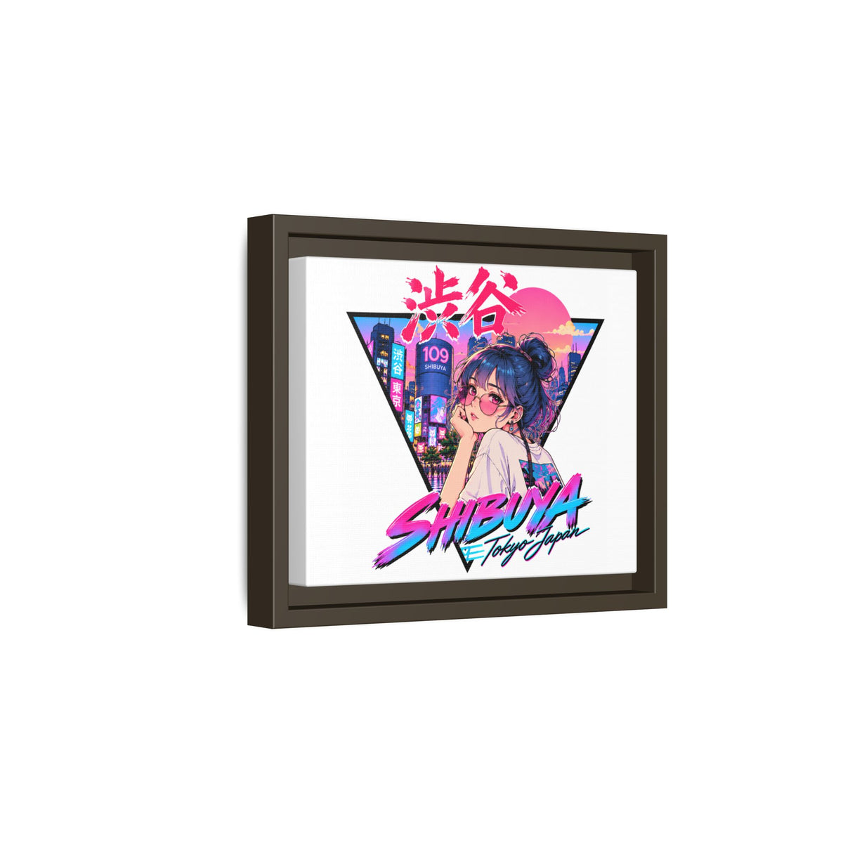 Shibuya Sky 2 City Pop Tokyo Anime Girl Matte Framed Canvas Print