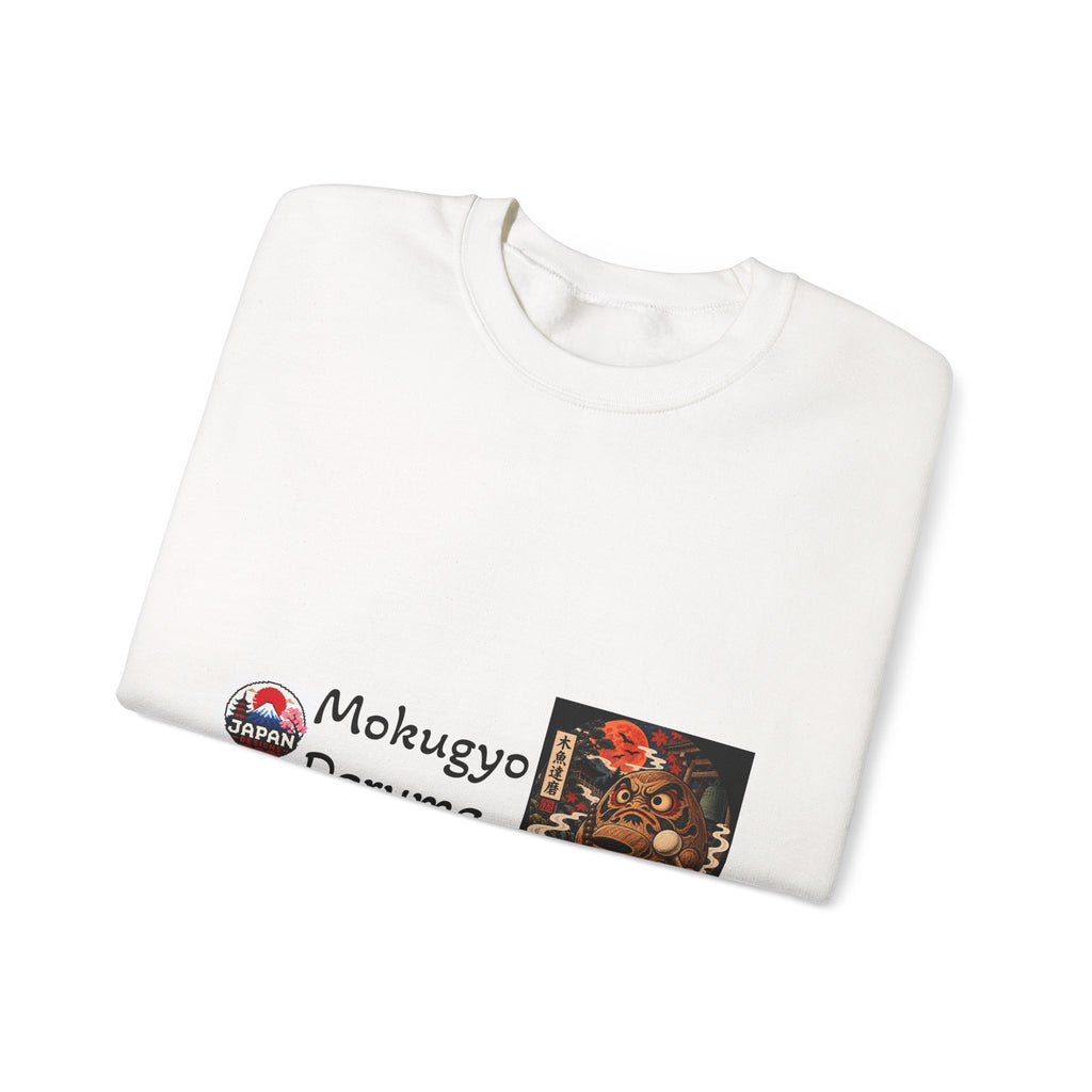 Mokugyo Daruma Yokai Halloween Illustration Crewneck Sweatshirt | Japanese Buddhist Motif