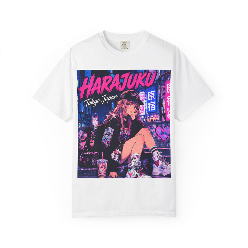 Harajuku Style 8 Neon City Anime Girl T-Shirt – Tokyo Streetwear Graphic Tee