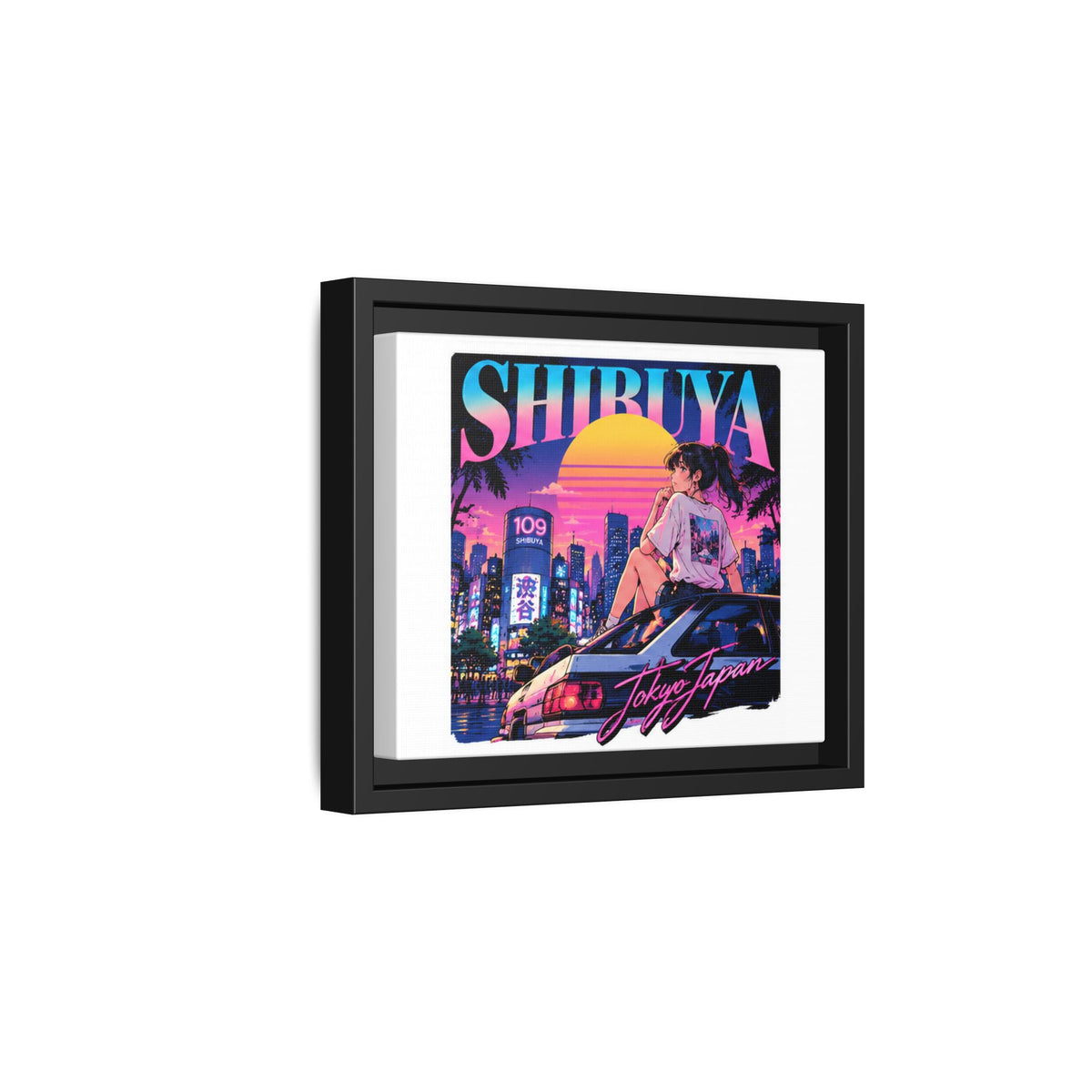 Shibuya Sky 6 City Pop Tokyo Anime Girl Matte Framed Canvas Print