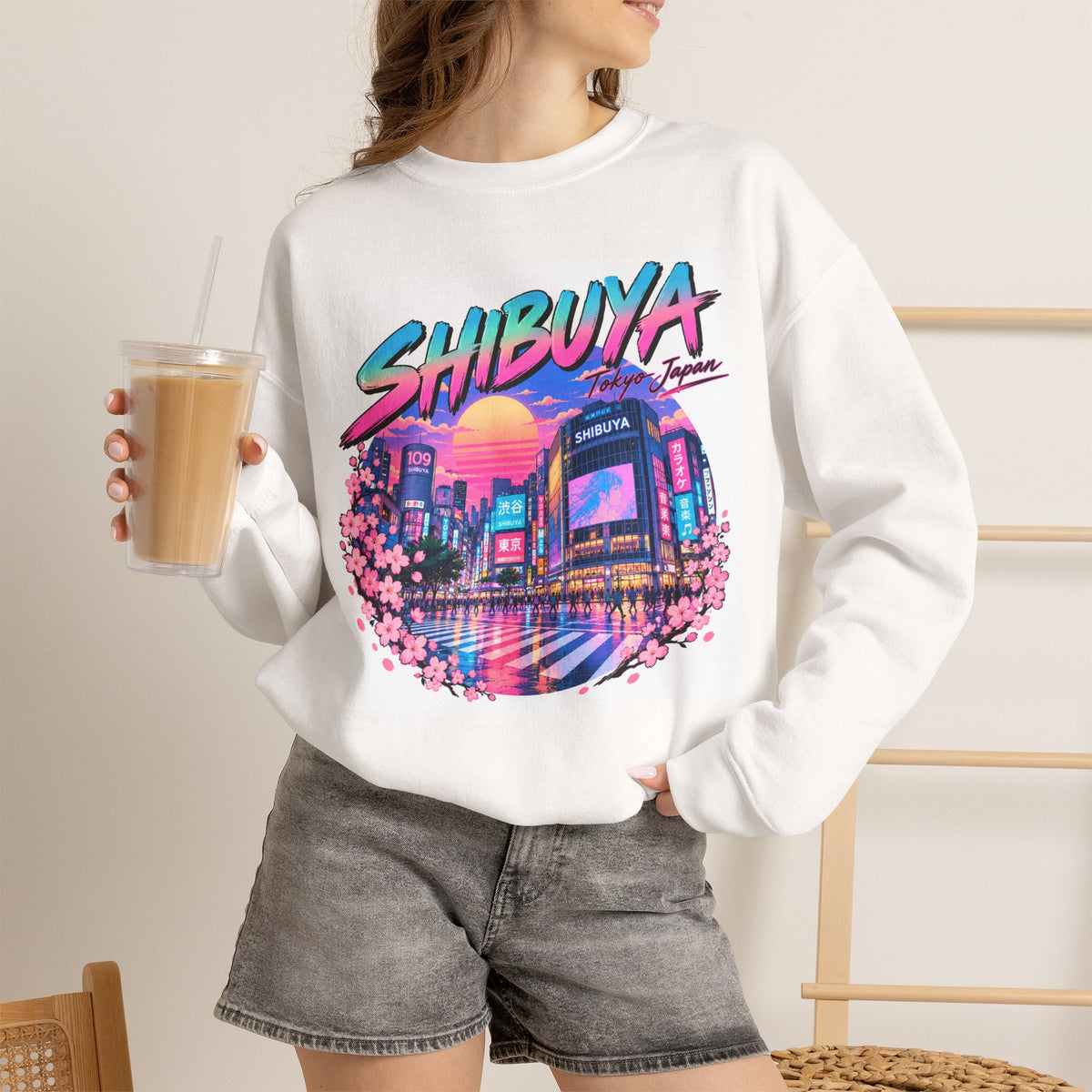 Shibuya Sky 0 Tokyo Neon Anime Crewneck Sweatshirt
