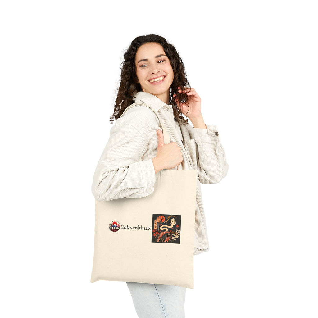 Rokurokkubi Japanese Halloween inspired  Illustration Tote Bag | Japanese Fox Spirit Canvas Tote