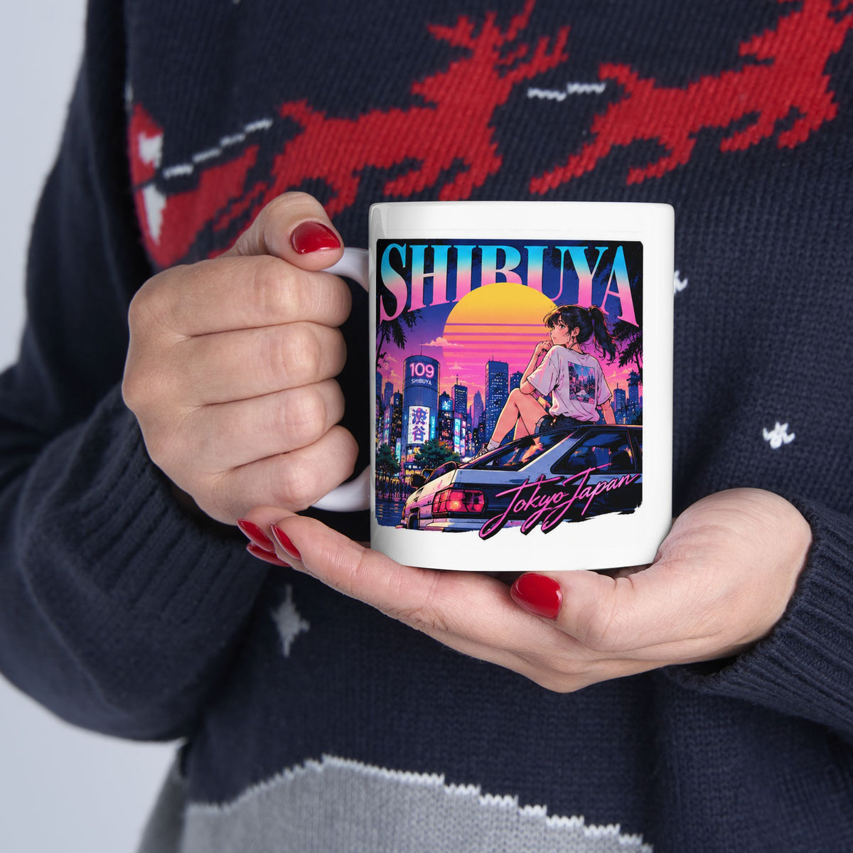 Shibuya Sky 6 Tokyo City Pop Night City Coffee Mug - Shibuya Neon Retro Vaporwave 11oz/15oz