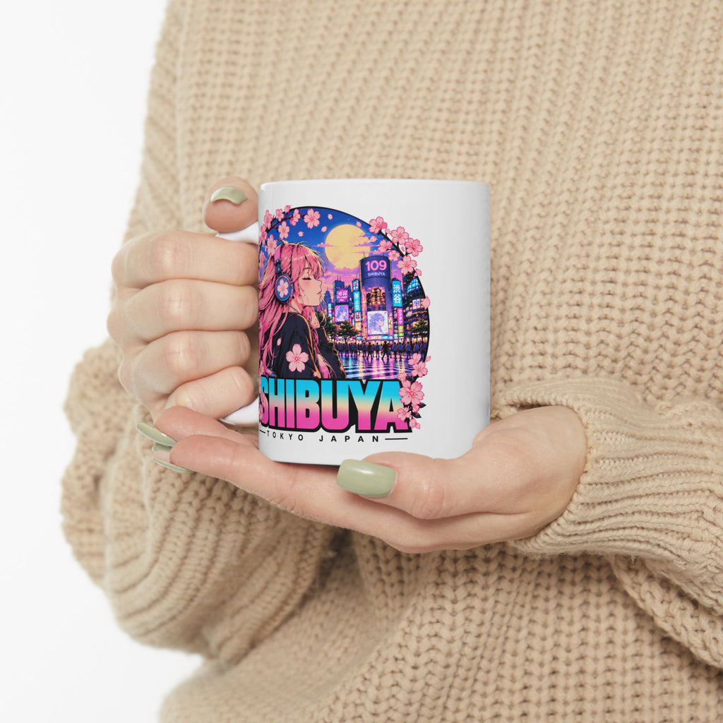 Shibuya Sky 4 Tokyo City Pop Night City Coffee Mug - Shibuya Neon Retro Vaporwave 11oz/15oz