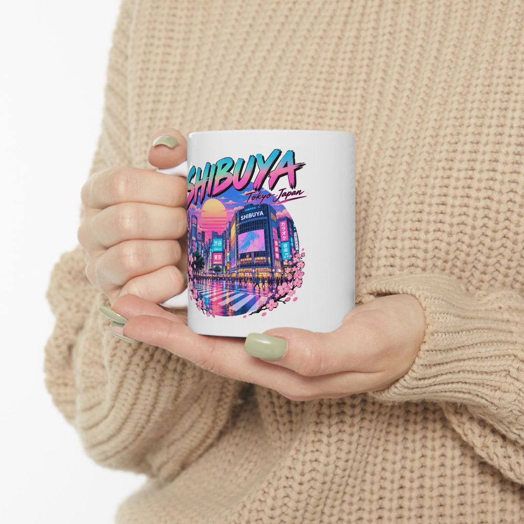 Shibuya Sky 0 Tokyo City Pop Night City Coffee Mug - Shibuya Neon Retro Vaporwave 11oz/15oz