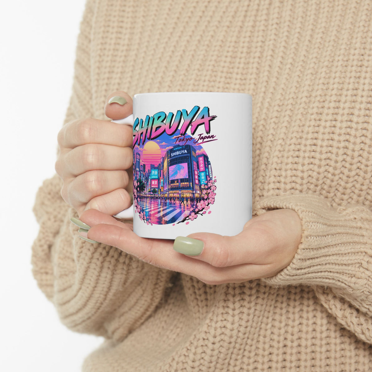 Shibuya Sky 0 Tokyo City Pop Night City Coffee Mug - Shibuya Neon Retro Vaporwave 11oz/15oz