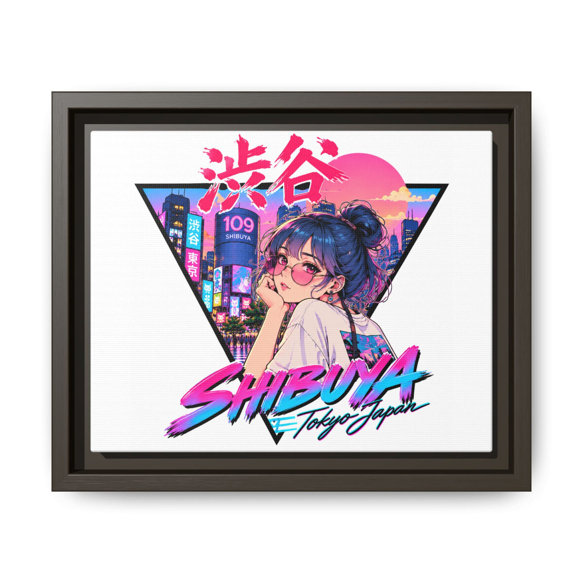 Shibuya Sky 2 City Pop Tokyo Anime Girl Matte Framed Canvas Print