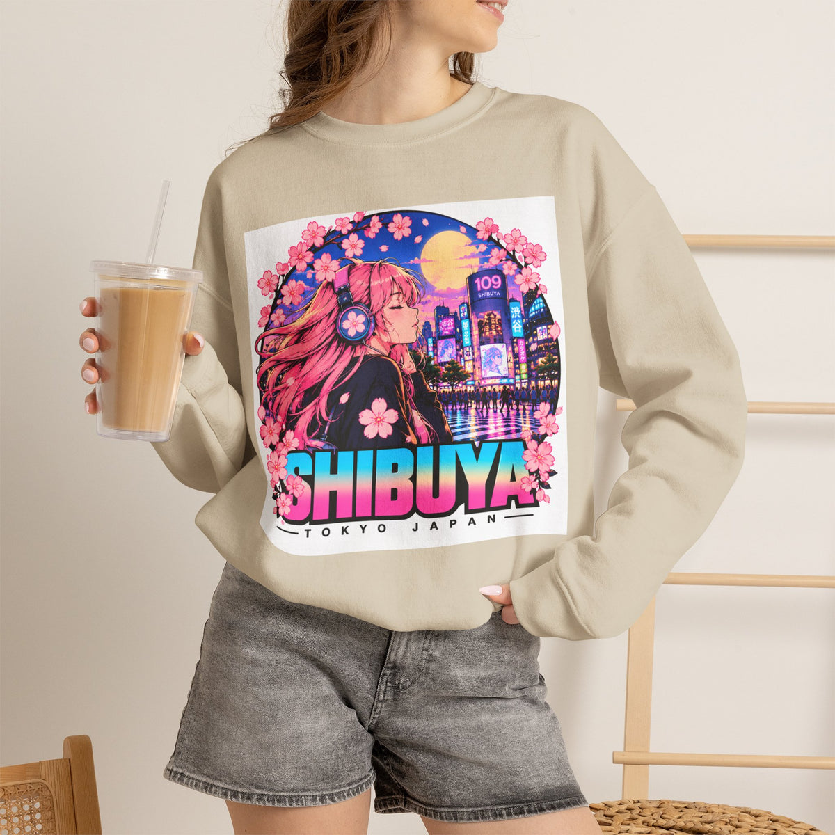 Shibuya Sky 4 Tokyo Neon Anime Crewneck Sweatshirt