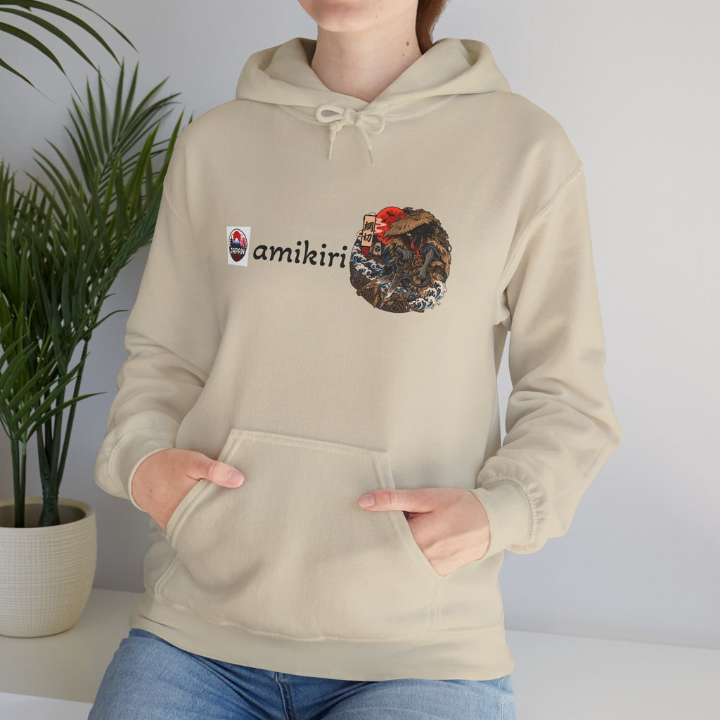 Amikiri Japanese Yokai Halloween Illustration Hoodie | Japanese Yokai monster Emblem