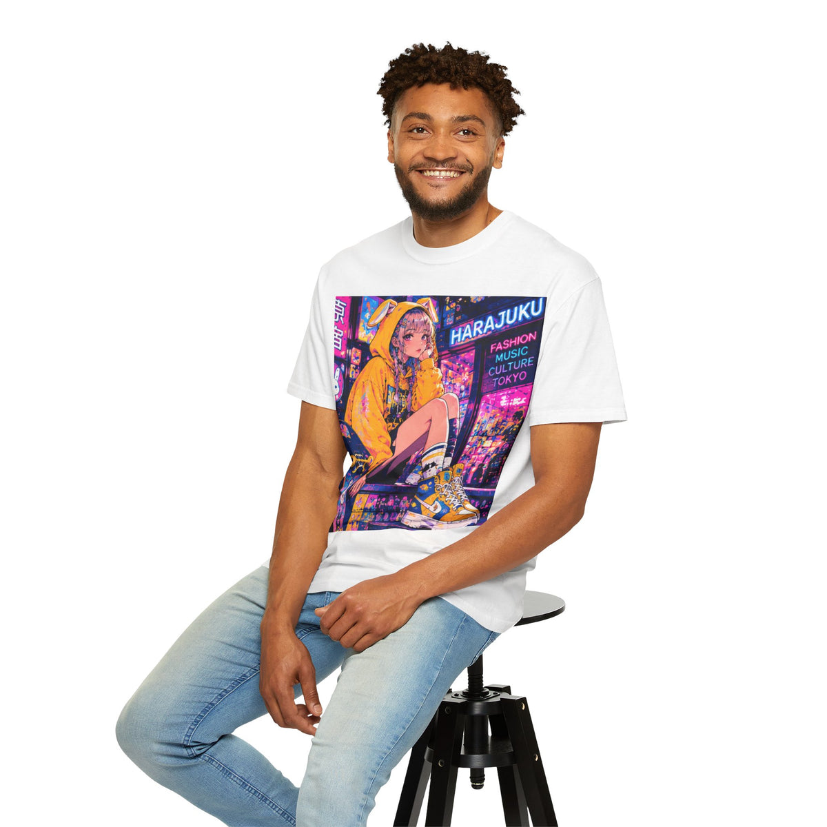 Harajuku Style 10 Neon City Anime Girl T-Shirt – Tokyo Streetwear Graphic Tee