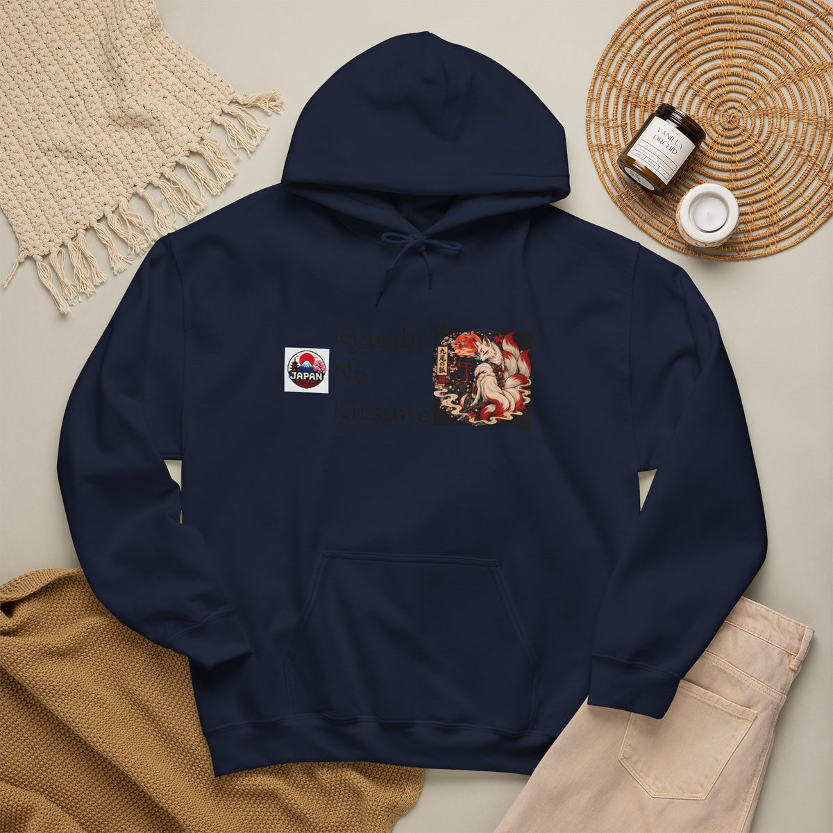 Japanese Fox Spirit Yokai Halloween Hoodie | Kyuubi No Kitsune Illustration