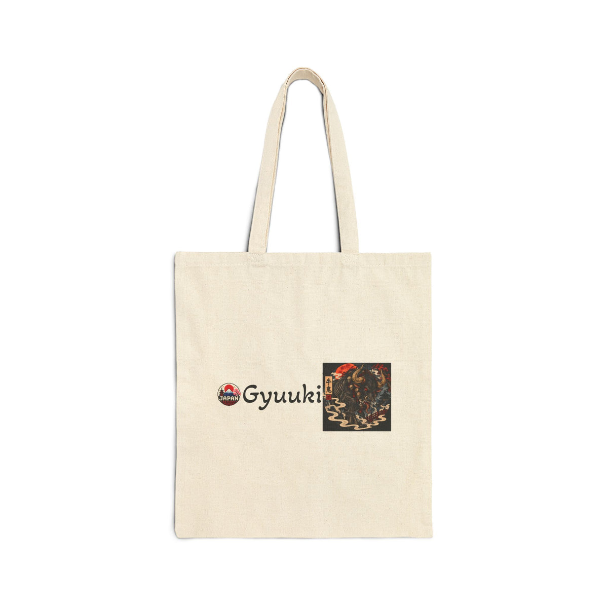 Gyuuki Japanese Yokai Halloween Demon Mask Tote Bag | Anime Canvas Shopper