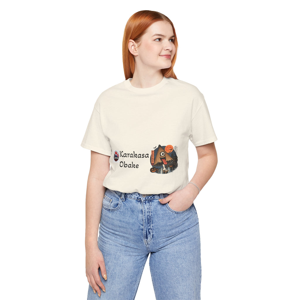 Karakasa Obake Halloween Illustration T-Shirt | Japanese Yokai Umbrella Design