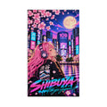 Shibuya Sky 2 City Pop Neon Sunset Hand Towel — Retro Sakura Tokyo Design