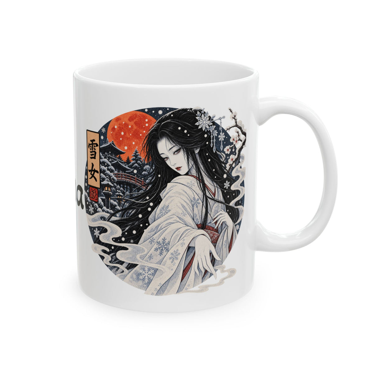 Snow Woman Japanese Ghost Halloween Geisha illustration Mug | Japanese Ukiyo-e style ceramic mug