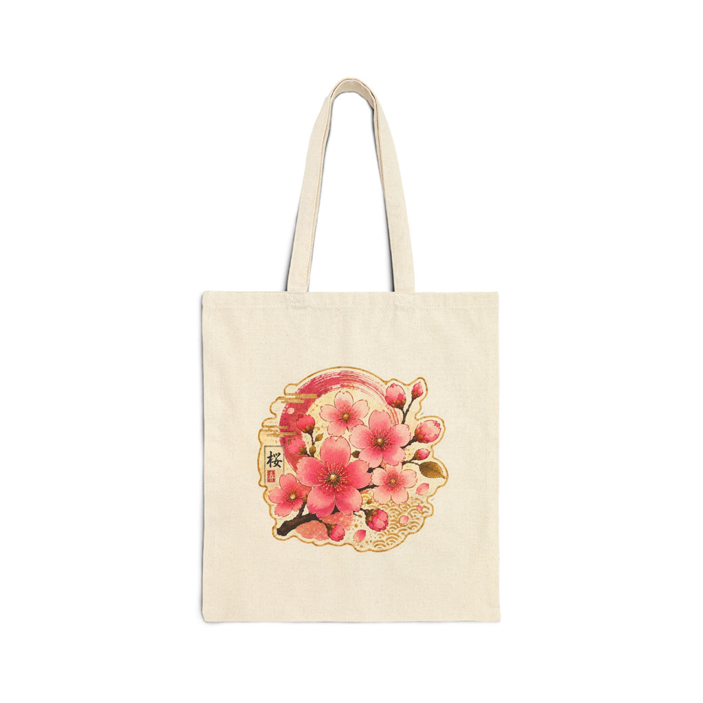 Floral Sakura Tote Bag – Pink Cherry Blossom Canvas Tote