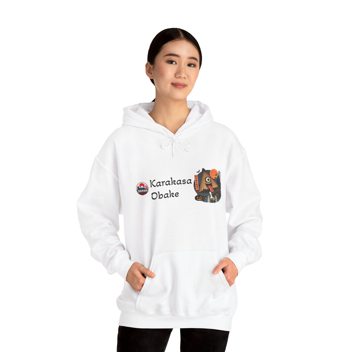 Karakasa Obake Halloween Ghost Illustration Hoodie | Japanese Yokai Hooded Sweatshirt