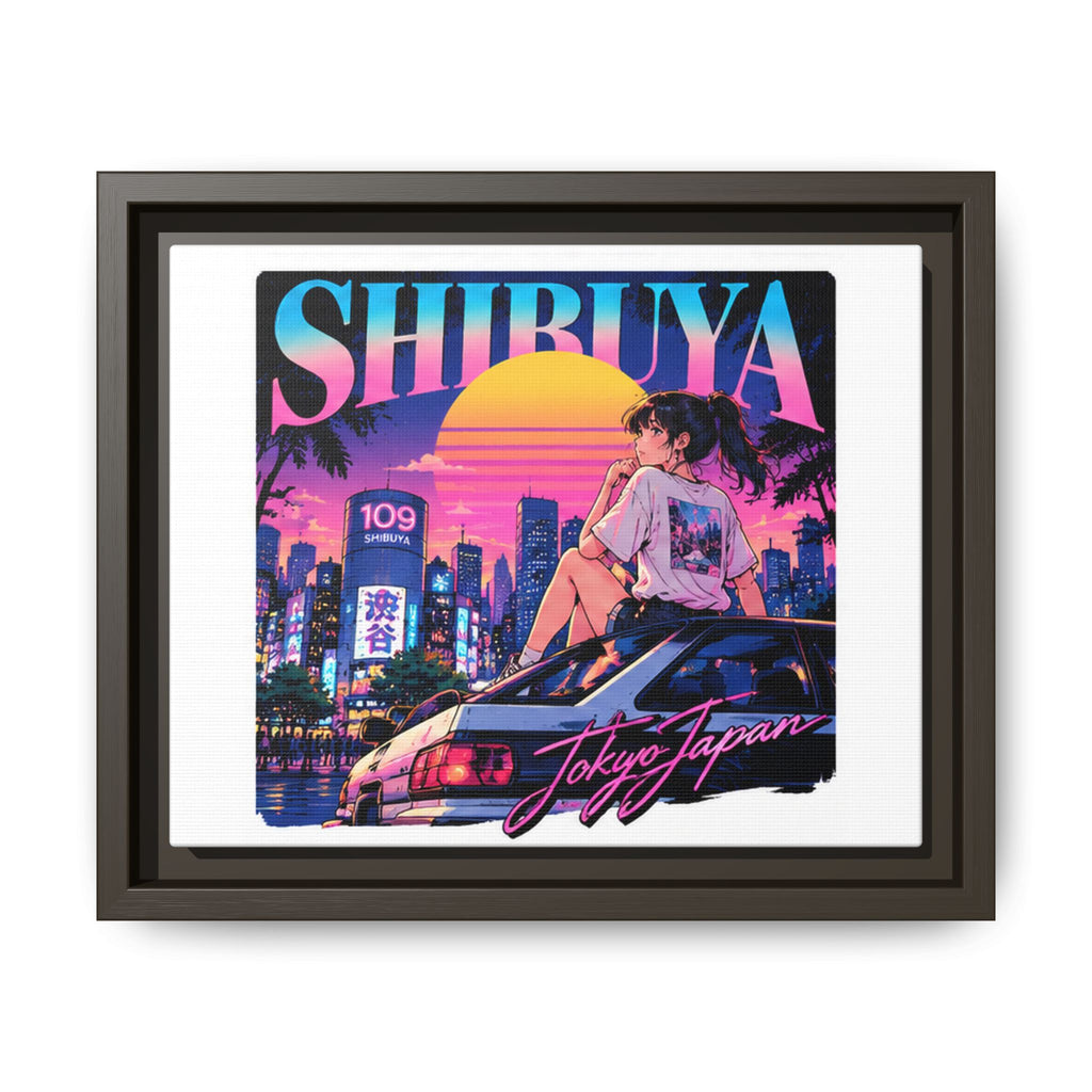 Shibuya Sky 6 City Pop Tokyo Anime Girl Matte Framed Canvas Print