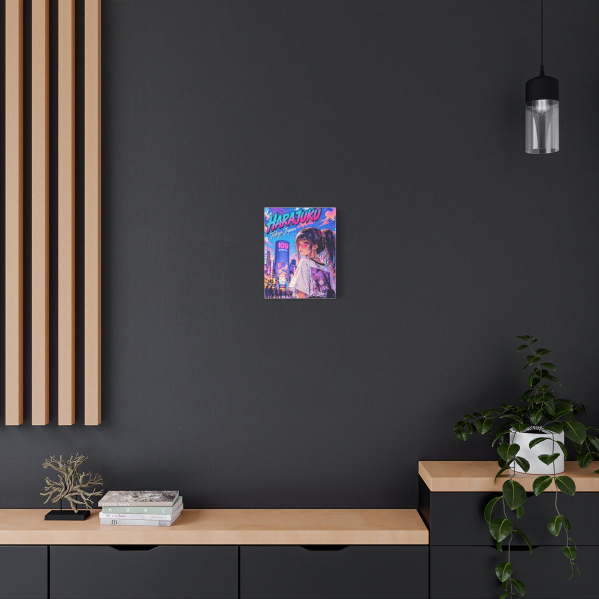 Harajuku Style 9 Neon City Tokyo Anime Girl Matte Canvas Wall Art