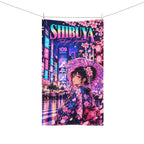 Shibuya Sky 4 City Pop Neon Sunset Hand Towel — Retro Sakura Tokyo Design