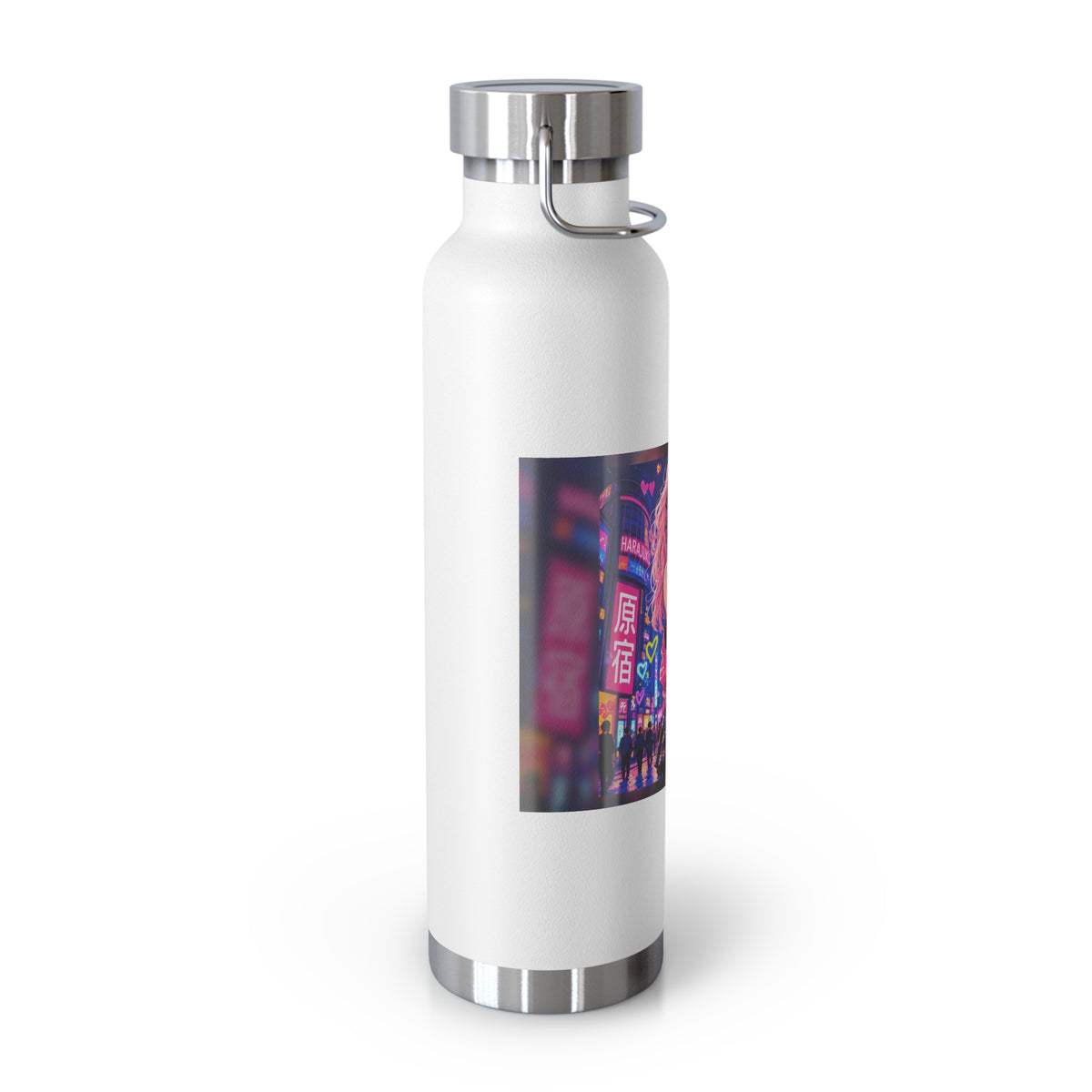 Harajuku Style 12 Neon City Anime Girl Water Bottle — 22oz Copper Vacuum Insulated