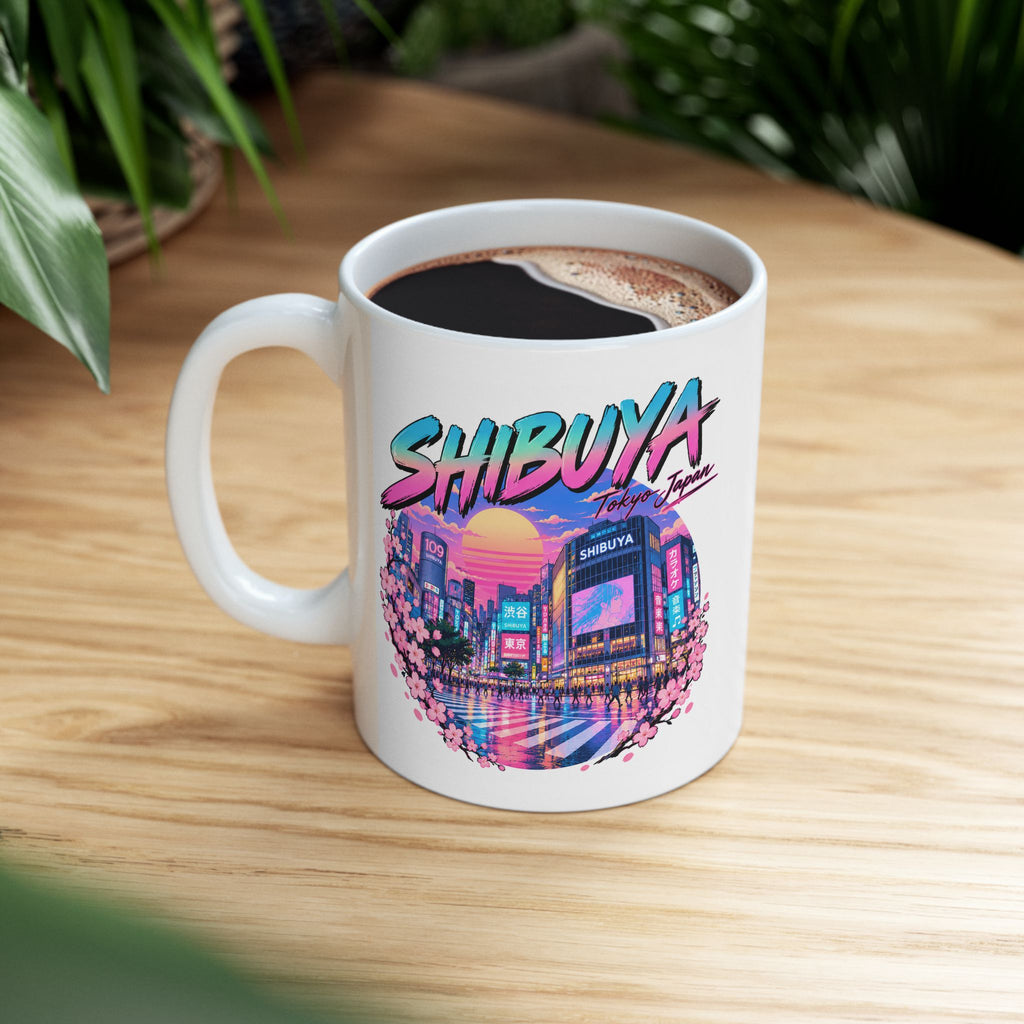 Shibuya Sky 0 Tokyo City Pop Night City Coffee Mug - Shibuya Neon Retro Vaporwave 11oz/15oz
