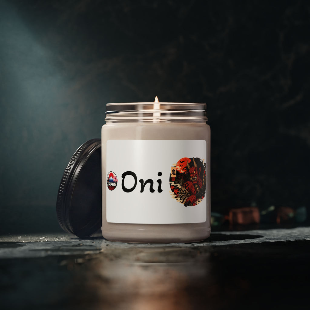 Oni Demon Japanese Yokai Halloween Illustration Candle | 9oz Soy Jar Candle