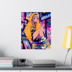 Harajuku Style 10 Neon City Anime Girl Satin Poster — Tokyo Japan Anime Wall Art